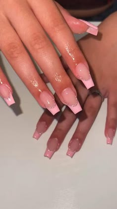 Pink French Nails, Baby Pink Nails, Basic Nails, Pink French, Simple Acrylic Nails