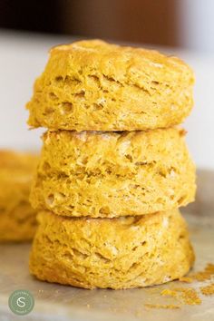 stack of pumpkin biscuits on pan Pumpkin Biscuits Recipe, Pumpkin Buttermilk, Pumpkin Biscuits, Whole Wheat Biscuits, Cookie Cups Recipe, Buttermilk Biscuits Recipe, Sweet Potato Biscuits, Biscuits Recipe, Cookie Cups