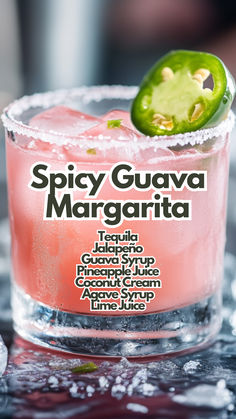 Spicy Guava Margarita Spicy Guava Margarita, Guava Cocktails, Guava Sangria, Guava Margarita Recipe, Spicy Margarita Recipes, Cancun Drinks, Guava Mojito, Margarita Flavors, Guava Syrup