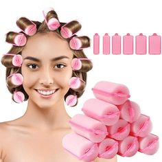 These soft sleeping hair curlers are made of foam sponge, durable and long lasting, do not require heating, won't pull your hair, do no harm to the hair, safe and considerate tools for you to choose, you can enjoy the hair styling at home many times. It is easy to use which just take a strand of the appropriate hair volume according to the length of your hair and use this flexible hair styling sponge curler, do not add too much hair at one time, otherwise it will affect the effect, its light wei Sponge Curlers, Foam Curlers, Hair Curling Tools, Sponge Hair Rollers, Magic Hair Curlers, Foam Rollers Hair, Sponge Rollers, Sleep Hairstyles, Hair Curlers Rollers