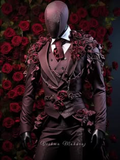 Male Extravagant Fashion, High Fashion Suits Men, Mens Masquerade Outfit, Maroon Suit, Academia Style, Future Outfit, Weird Fashion