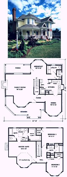 two story house plans with an open floor plan and three bedroom, one bathroom and living room