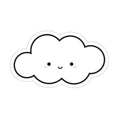 a white cloud with a smiling face sticker