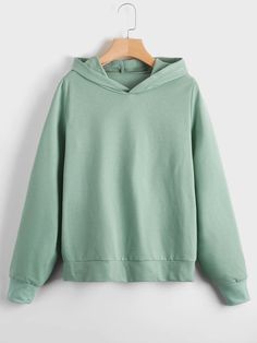 Mint Green Casual  Long Sleeve Polyester Plain Pullovers  Slight Stretch Spring/Fall Women Sweatshirts Comfortable Green Hoodie With Drawstring, Cozy Green Hoodie With Drawstring, Comfy Green Hooded Sweatshirt, Mint Green Hoodie, Mint Hoodie, Cheap Green Sweatshirt With Double-lined Hood, Green Hoodie Men