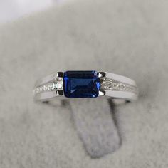 Custom Birthstone Ring, September Birthstone Ring, White Gold Sapphire Ring, Sapphire Solitaire Ring, September Birthstone Rings, White Sapphire Ring, Beautiful Wedding Rings, Sapphire Solitaire, Blue Sapphire Ring