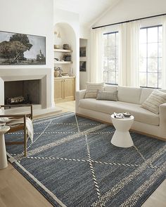 a living room filled with furniture and a fire place