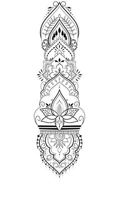 an ornate design in black and white