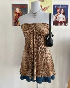 Fashion Retro Womens Sexy Leopard Print  Sleeveless Off Shoulder Tanks Vest Strapless Y2k Harajuku Graphic Fashion, Aesthetic Streetwear, Y2k Dress, Dress Slim, Tube Tops, Streetwear Summer, 2000s Fashion Outfits, Leopard Print Top, Slim Dresses