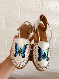 Embroidered Leather Sandals Handmade Made in Mexico White Embroidered Closed Toe Sandals, Spring Embroidered Adjustable Sandals, Embroidered Leather Open Toe Huaraches, Spring Embroidered Open-toe Huaraches, Bohemian Embroidered Slip-on Sandals, Tie Sandals, Leather Sandals Handmade, Embroidered Leather, Leather Sandals