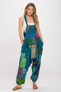 100% Cotton Fits S, M, L, XL Handmade in Thailand Free Shipping on all orders at www.ghalehandicrafts.com Bohemian Patchwork Overalls For Spring, Green Cotton Jumpsuit With Patchwork, Cotton Patchwork Overalls, Multicolor Cotton Overalls With Patchwork, Cotton Patchwork Overalls Jumpsuit, Festival Patchwork Overalls, Cotton Patchwork Overalls Jumpsuits And Rompers, Green Bohemian Cotton Jumpsuits And Rompers, Hippie Multicolor Cotton Overalls