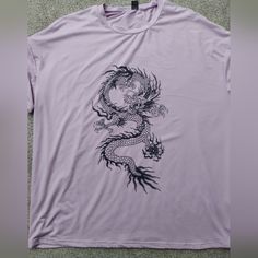 Shein Lavender Dragon Graphic Tshirt. Polyester. Nwot. Large. Pet And Smokefree Home. Lavender Dragon, Lavender Graphic, Dragon Graphic, Tops Shein, Shein Tops, Tshirt Colors, Color Purple, Graphic Tshirt, Lavender