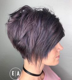 Short Razored Pastel Purple Bob Purple Bob, Short Textured Hair, Hairstyles Pixie, Brunette Pixie, Shag Hairstyles, Bob Hairstyles For Fine Hair