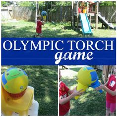 an olympic torch game is shown in four different pictures, with the text olympics torch game