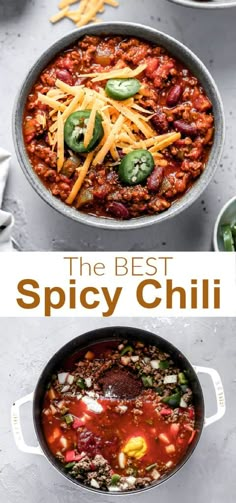 the best spicy chili recipe is made in one pot and ready to be eaten on the table