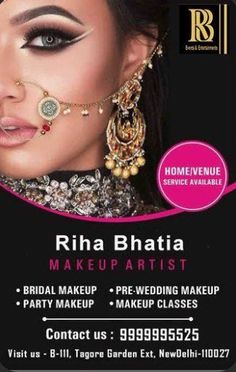 an advertisement for a bridal makeup artist