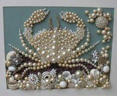 an art work with pearls and other items