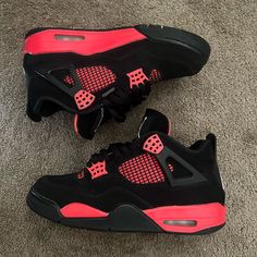 Jordan 4 Red Thunders Size 9.5 Used Come With Box Red Thunders, Jordan 4 Red, Jordan 4s, Shoes Jordan, Jordans For Men, Jordan Shoes, Mens Shoes Sneakers, Red And Black, Me Too Shoes