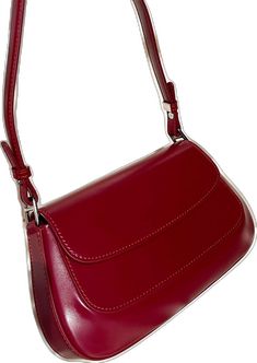 Trendy Red Square Flap Bag, Trendy Red Baguette Bag For Daily Use, Trendy Red Leather Baguette Bag, Red Leather Baguette Bag With Removable Pouch, Trendy Red Baguette Bag, Chic Red Satchel Baguette Bag, Chic Red Handheld Baguette Bag, Trendy Red Pouch Shoulder Bag, Classic Red Rectangular Shoulder Bag