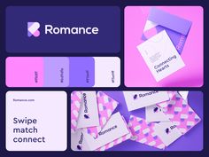 some business cards with different colors and shapes