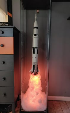 Lego Saturn V, Lego Lamp, Rocket Lamp, Saturn V, Gaming Room Setup, Game Room Design