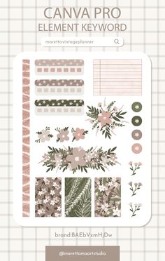 the floral planner sticker is shown in pink, green and grey tones with flowers