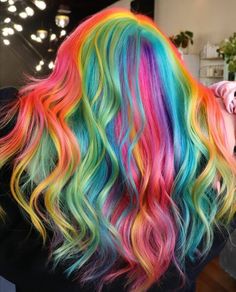 Pink Multicolor Hair, Rainbow Mullet, Streaks Hair Color, Fairy Hairstyle, Streaks Hair, Exotic Hair Color, Color Streaks, Chic Short Hair, Vivid Hair Color