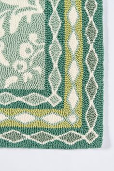 Momeni Under A Loggia UND-2 Green Area Rug by MADCAP Pile Image Geometric Borders, Road Rug, Botanical Rug, Cottage Rugs, Green Area Rug, Green Area Rugs, Traditional Area Rugs, Hand Tufted Rugs, Rug Collection