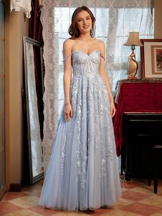 A-shaped princess sweetheart applique chiffon long ball dress Prom Dresses Light Blue, Long Ball Dresses, New Prom Dresses, Dresses For Special Occasions, Sassy Dress, Prom Dresses Formal, Affordable Prom Dresses, Bridesmaid Dresses Prom, Long Prom Dresses