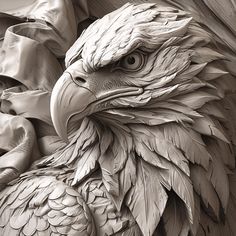 a statue of an eagle is shown in black and white