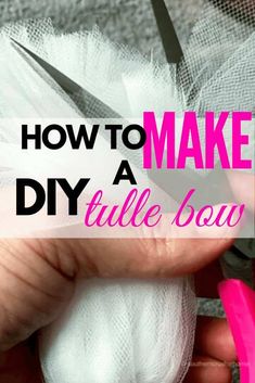 someone cutting fabric with scissors on top of it and the words how to make a tulle boa