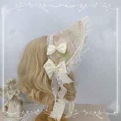 This price is for a bonnet only. Elegant Adjustable Bonnet For Summer, Elegant Bonnet For Spring, Elegant Adjustable Summer Bonnet, Elegant Cream Bonnet For Spring, Cream Headpiece For Summer, Vintage Mini Hats For Garden Party, Elegant Fitted Summer Bonnet, Cute Party Headpieces, Vintage Headpieces For Garden Party