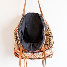 Bohemian Bucket Bag For Summer Travel, Bohemian Style Bucket Bag For Summer Travel, Casual Leather Crochet Tote Bag, Bohemian Summer Travel Bucket Bag, Bohemian Style Summer Travel Bucket Bag, Trendy Beach Hobo Bag With Leather Handles, Bohemian Beach Bag With Leather Handles For Summer, Summer Hobo Bag With Leather Handles For Travel, Summer Hobo Bag With Adjustable Strap For Travel