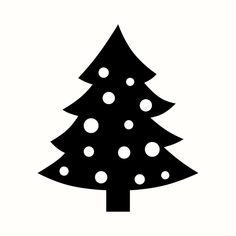 a black and white silhouette of a christmas tree