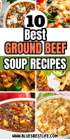 A collection of ground beef soup recipes. Easy Ground Beef Soup, Healthy Hamburger Soup, Hamburger Soup Recipes, Soup Recipes For Dinner, Comforting Dinner Recipes, Ground Beef Soup Recipes, Ground Beef Soup, Healthy Hamburger, Ground Beef Dinners