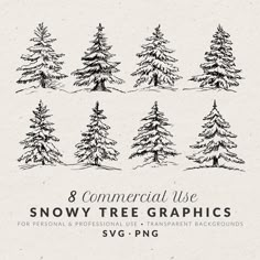 the 8 commercial use snow tree graphics are available for purchase on etsyle com