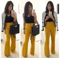 Mustard Pants Outfit, Mustard Pants, Look Casual Chic, Color Blocking Outfits, Yellow Outfit, January 23, Professional Outfits, Mom Outfits, Work Attire