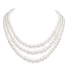 three strand pearl necklace on a white background