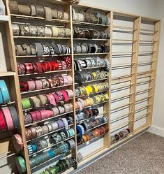 there are many different types of ribbons on the shelves