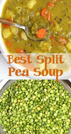 split pea soup with carrots and peas in it