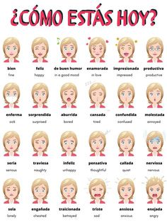 the spanish language is used to describe women's facial expressions