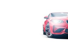 the front end of a red car on a white background