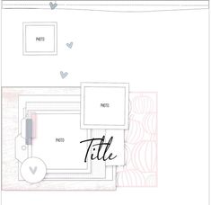 the layout is made up of different shapes and sizes, including two frames with hearts on them