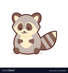 a cute raccoon sitting down on the ground