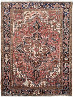 Persian Rug 617 Antique Persian Heriz 30668 Symmetrical Shapes, Details Aesthetic, Heriz Rug, Wool Textures, Serapi Rug, Heriz Rugs, Traditional Weaving, Fine Rugs, Floral Elements