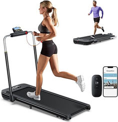 a woman running on a treadmill with an iphone and other gadgets around her