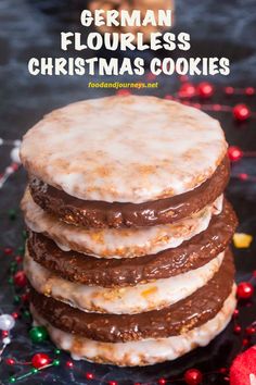 german flourless christmas cookies stacked on top of each other