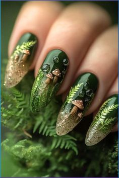 Witchy Nails, Fall Nail Art Designs, Green Nail Designs, Green Nail, Fall Nail Art, Autumn Nails, Nail Designs Spring, Fall Nail Designs, Nail Art Inspiration