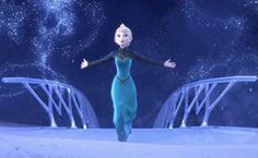 the frozen queen is dancing on stage with stars in the background