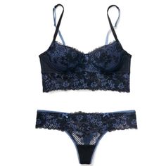 Fall In Love With This Set! Made Of Floral Lace And Mesh, The Contoured Cups Will Fit Your Curves Perfectly. Designed In Shades Of Black And Blue, You Can Wear The Bra By Letting It Peek Out From Under Your Tops And Dresses. Adore Me Brand, Sizes Bras 36a And Pantie S. Colors Black And Blue. New With Tags. Black Contour, Lace Bra Set, Black Lace Bra, Lace Strapless, Adore Me, Sleepwear Sets, Bra And Panty Sets, Black Laces, Bra Women