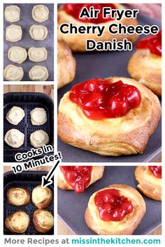 steps to make air fryer cherry cheese danish Air Fryer Breakfast Pastries, Air Fryer Fruit Roll Ups, Air Fryer Fruit Dessert Recipes, Air Fryer Danish, Air Fryer Pastries, Easy Air Fryer Desserts, Cherry Cheese Danish, Cherry Danish, College Recipes